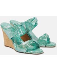 Aquazzura - Wedge-Sandalen Twist Aus Metallic-Leder - Lyst