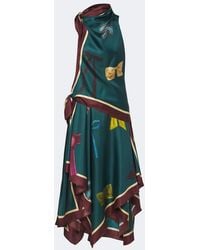 ALÉMAIS - Rosette Printed Silk Twill Midi Dress - Lyst
