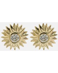 Sydney Evan - Pendientes Sunburst De Oro De 14 Ct Con Diamantes - Lyst