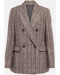 Brunello Cucinelli - Double-breasted Wool-blend Blazer - Lyst