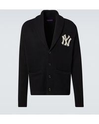 Ralph Lauren - Yankees Leather-Trimmed Cashmere Cardigan - Lyst