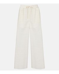 Valentino - Broderie Anglaise Cotton Wide-Leg Pants - Lyst