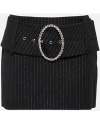 Alessandra Rich - Low-Rise Wool-Blend Pinstriped Miniskirt - Lyst