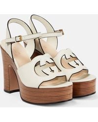 Gucci - Interlocking G Leather Platform Sandals - Lyst