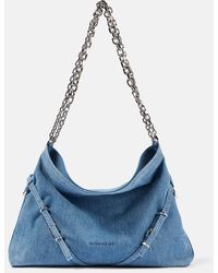 Givenchy - Voyou Chain Medium Denim Shoulder Bag - Lyst