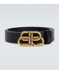Balenciaga - Cinturon Ancho De Piel Con Bb - Lyst