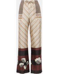 Loewe - Printed Silk Satin Pajama Pants - Lyst