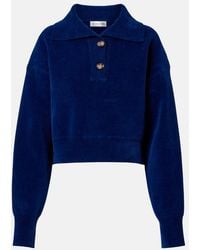 Victoria Beckham - Cropped Cotton-Blend Velvet Sweatshirt - Lyst