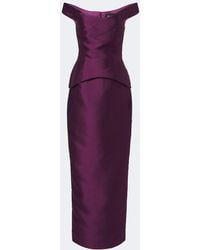 Solace London - Pieta Off-Shoulder Peplum Satin Gown - Lyst