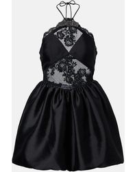 Self-Portrait - Minikleid Aus Taft Mit Spitze - Lyst