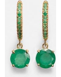 Ileana Makri - Grass Seed 18Kt Hoop Earrings With Emeralds - Lyst