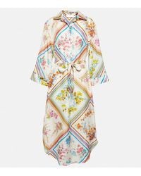 Zimmermann - Halcyon Floral Silk Midi Dress - Lyst