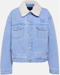 Acne Studios - Cotton Denim Jacket With Shearling - Lyst
