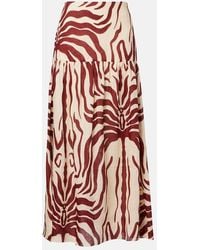 Johanna Ortiz - Gathered Printed Linen Maxi Skirt - Lyst
