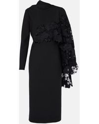 Oscar de la Renta - Floral Guipure Wool Midi Dress - Lyst