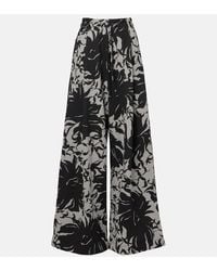 Dries Van Noten - Floral Pleated Cotton Jersey Sweatpants - Lyst