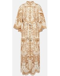 Zimmermann - Ginger Belted Embroidered Recycled-broderie Anglaise Midi Dress - Lyst