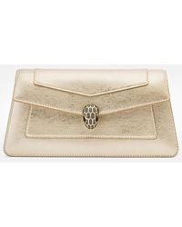 BVLGARI - Serpenti Forever Metallic Leather Clutch - Lyst