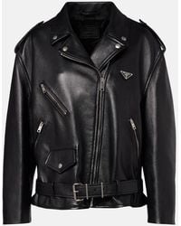 Prada - Leather Biker Jacket - Lyst