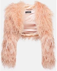 Dolce & Gabbana X Kim Cropped-Jacke mit Federn - Pink