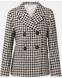 Max Mara - Blazer Fata De Algodon, Seda Y Canamo A Cuadros - Lyst