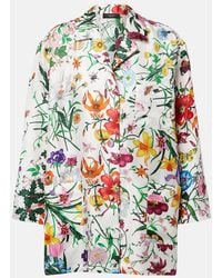 Gucci - Camisa De Sarga De Seda Floral - Lyst