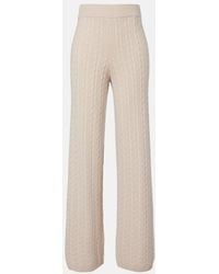 Agnona - Cable-Knit Cashmere Wide-Leg Pants - Lyst