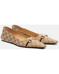 Gucci - Vittoria Horsebit Gg Canvas Ballet Flats - Lyst