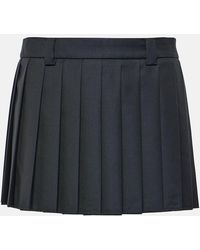 Miu Miu - Pleated Virgin Wool Miniskirt - Lyst