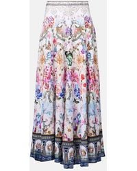 CAMILLA - Crystal-Embellished Linen Maxi Skirt - Lyst