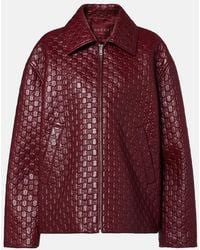 Gucci - Oversize Embossed Gg Leather Jacket - Lyst