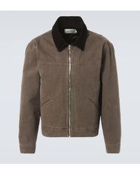 FRAME - Suede-trimmed Cotton Canvas Jacket - Lyst