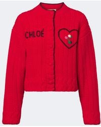 Chloé - Embroidered Wool And Cashmere Cardigan - Lyst