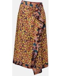 Dries Van Noten - Printed Ruffled Midi Skirt - Lyst