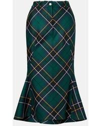 McQueen - Falda Midi De Lana Con Tartan - Lyst