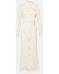 Elie Saab - Floral Embroidered Tulle Midi Dress - Lyst