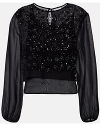 Velvet - Marlowe Sequinned Sheer Top - Lyst