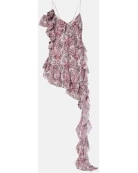 Bananhot - Zoe Floral Ruffled Asymmetric Minidress - Lyst