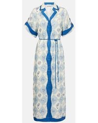 ALÉMAIS - Vestido Camisero Pia De Lino Estampado - Lyst