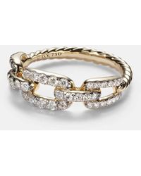 David Yurman - Anillo Stax Chain Link De Oro De 18 Ct Con Diamantes - Lyst