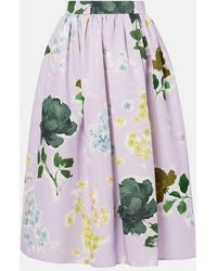 Erdem - Falda Midi En Mezcla De Algodon Floral - Lyst