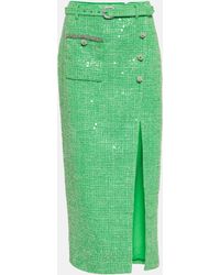 Self-Portrait - Sequined Embellished Boucle Midi Skirt - Lyst