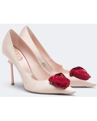 Roger Vivier - Rose Vivier Floral-Applique Satin Pumps - Lyst