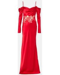 Rebecca Vallance - Rubia Lace-Trimmed Silk Satin Gown - Lyst