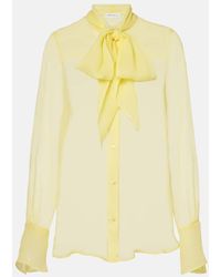 Nina Ricci - Sheer Tie-Neck Silk Chiffon Blouse - Lyst