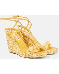 Aquazzura - Costiera Crystal Raffia Espadrille Wedges - Lyst
