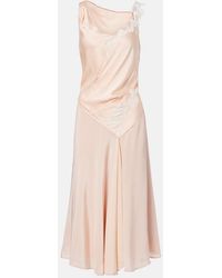 Victoria Beckham - Lace-Trimmed Crepe Satin Midi Dress - Lyst