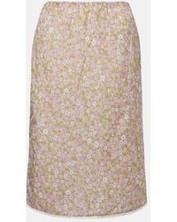 Prada - Lace-Trimmed Floral Midi Skirt - Lyst