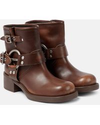Miu Miu - Studded Leather Ankle Boots - Lyst