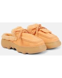 Burberry - Slippers Stony Aus Veloursleder Mit Faux Fur - Lyst